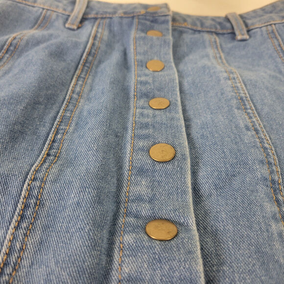 Forever 21 Denim Mini Skirt Womens Small Blue Jean Button Fly Medium Wash Cotton - Picture 9 of 10